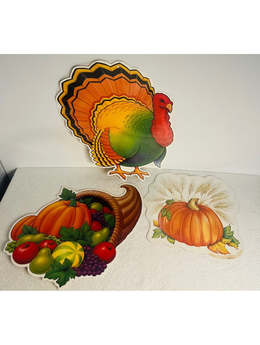 Thanksgiving Fall Classroom Home laminated die cut 14" decor lot vtg
